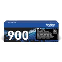 Brother TN-900BK black toner cartridge in blue and black box with white text and dot pattern design.
