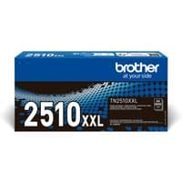 Brother TN2510XXL toner cartridge box, blue and black design, white text, original black toner for printers.