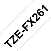 Brother TZE-FX261 label-making tape, black text on white background, angled view.