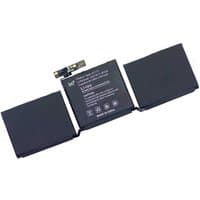 Black BTI 6-cell battery for MacBook Pro 13 inch, central label with specifications, three connected segments.