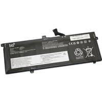 Black BTI 6-cell battery for THINKPAD X395 X390 X13, rectangular with white label and connector cable.