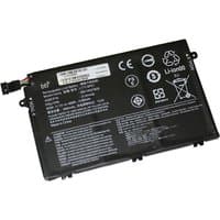 Black BTI 45Wh 3-cell laptop battery with white text and icons, compatible with ThinkPad E series models.