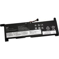 Black rectangular BTI 34Wh 2-cell battery with white labels and connector wires for Lenovo IdeaPad laptops.