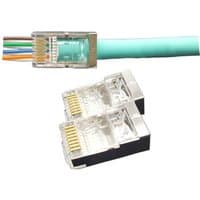 Cablenet Cat5e RJ45 FTP EZ Easy Plug with transparent connectors and visible colored wires.