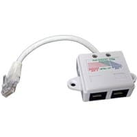 White Cablenet Cat5e Y Bridge Adaptor with short cable, RJ45 connector, and dual Ethernet ports.