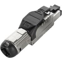 Cablenet Cat6a RJ45 FTP plug with silver metal casing and black latch, designed for field termination.