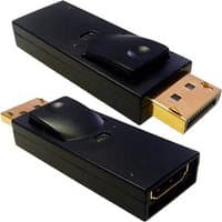 Black Cablenet DisplayPort 1.2 to HDMI 1.4b adaptor with gold connectors and rectangular design.