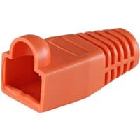 Orange Cablenet RJ45 Cat6a boot with ridged grip and 6.5mm diameter, designed for network cable protection.