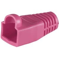 Pink Cablenet RJ45 Cat6a boot with ribbed grip and 6.5mm diameter, designed for network cable protection.