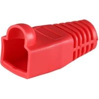 Red Cablenet RJ45 Cat6a boot with ribbed texture and 6.5mm opening.