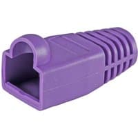 Violet Cablenet RJ45 Cat6a boot, ribbed texture, 6.5mm diameter, protective cover for network cable connectors.