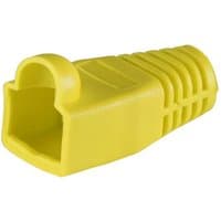Yellow Cablenet RJ45 Cat6a boot, 6.5mm, with ribbed texture and protective clip cover.
