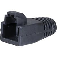 Black Cablenet RJ45 snagless boot, 8mm, ribbed texture, rectangular opening, designed for 22-2096 cables.