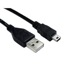 Black USB 2.0 cable, 2 meters, with USB A and Mini-USB B connectors, by Cables Direct.