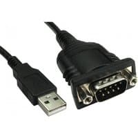 Black 0.2 m serial cable with DB-9 connector and USB A plug, by Cables Direct.
