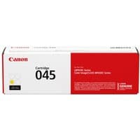 Canon 045 yellow toner cartridge in red and white box with Canon branding and color indicator.