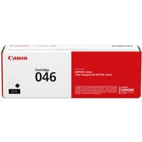 Canon 046 black toner cartridge in white box with red accents and product details.