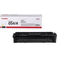 Canon 054 H yellow toner cartridge with white and red packaging, black cartridge casing.