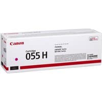 Canon 055H magenta toner cartridge in white box with red accents and product details.
