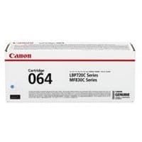 Canon 064 cyan toner cartridge in white box with red and black text, compatible with LBP720C and MF830C series.