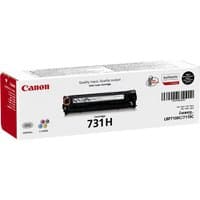 Canon 731H black toner cartridge in white box with red Canon logo and product details.