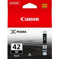 Canon CLI-42BK black ink cartridge in red packaging with PIXMA logo and 42 BK label.