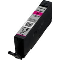 Black Canon CLI-581XXL magenta ink cartridge with pink label and QR code, high yield capacity.