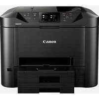 Black Canon MAXIFY MB5450 inkjet printer with touchscreen, front paper tray, and Wi-Fi connectivity.