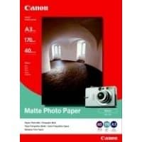 Canon MP-101 A3 matte photo paper, 40 sheets, red and green packaging with camera image and room photo.
