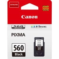 Canon PG-560 black ink cartridge in red and white box with PIXMA branding and holographic security label.