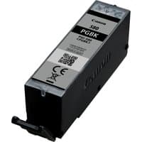 Canon PGI-580BK black ink cartridge, rectangular with gray label and QR code, designed for Canon printers.