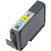 Canon PGI-9Y yellow ink cartridge, rectangular black casing with yellow label and Canon logo.