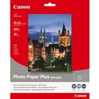 Canon SG-201 Semi-Gloss Photo Paper Plus 8x10", 20 sheets, red packaging with night cityscape image.