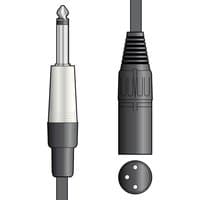 Black Citronic 1.5m audio cable with male 3 pin XLR connector and 6.35mm 1/4" mono jack plug.