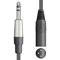 Citronic 3m cable with silver 6.35mm 1/4" jack plug to black 3-pin XLR male connector, stereo TRS balanced.