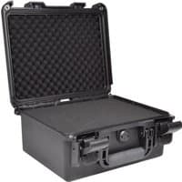 Black Citronic waterproof dry box with foam interior, secure latches, and sturdy handle, measuring 36 x 30.5 x 17.5cm.