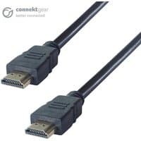 Black connektgear 0.5m HDMI V2.0 cable with gold male connectors and durable casing.