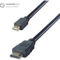 Black 2m Mini DisplayPort to HDMI cable with gold connectors, branded connektgear, male to male ends.