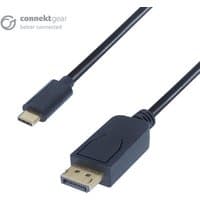 Black connektgear 2m USB 3.1 Type C to DisplayPort cable with sleek connectors and durable design.
