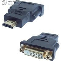 Black connektgear HDMI to DVI-D adapter, male HDMI connector, female DVI-D port, gold-plated connectors.