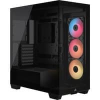 Black Corsair 3500X RS-R ARGB Midi Tower Gaming Case with tempered glass panel and three front RGB fans.