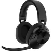 Black Corsair HS55 wireless gaming headset with carbon finish, cushioned ear cups, and adjustable boom microphone.
