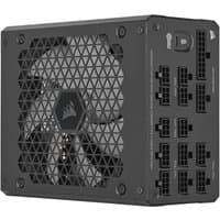 Black Corsair HX1000i 1000W power supply unit with hexagonal fan grille and multiple modular cable ports.