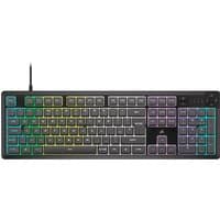 Corsair K55 CORE RGB gaming keyboard, black, with colorful backlit keys, USB connection, QWERTY layout.