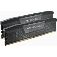 Black Corsair Vengeance DDR5 memory modules, 16 GB 2 x 8 GB, with gold connectors and sleek heat spreaders.
