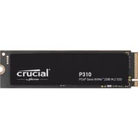 Black Crucial P310 500 GB M.2 PCIe 4.0 NVMe SSD with white logo and gold connector.