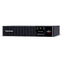 "Black CyberPower PR3000ERTXL2U UPS with LCD display and ventilation grille on front panel"