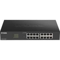 Black D-Link 24-Port PoE Gigabit Smart Managed Switch with LED indicators and multiple Ethernet ports on the front.