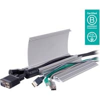 Silver Dataflex Addit cable protector, 118 cm straight, with open top showing black and green cables inside.