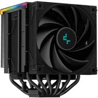 Black DeepCool AK620 DIGITAL air cooler with dual 12 cm fans, RGB lighting, and heat pipes.